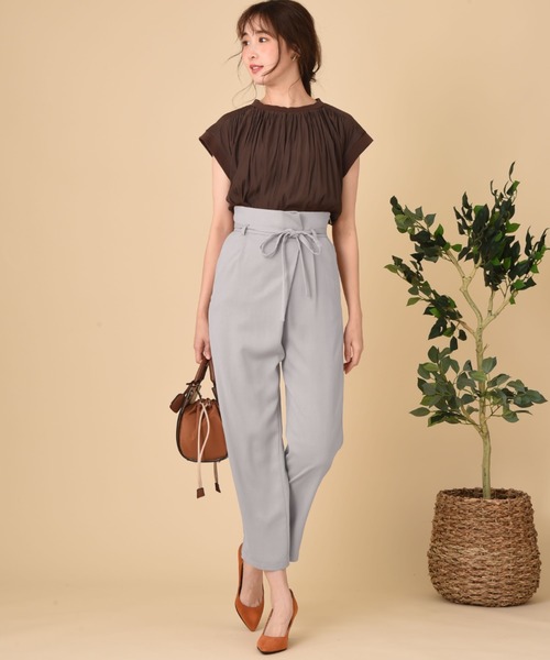 INTERPLANET（インタープラネット）の「リネンライクサップラップ風パンツ（その他パンツ・レディース・ライトグレー/ベージュ/ダークブラウン・FREE）」の14枚目の写真