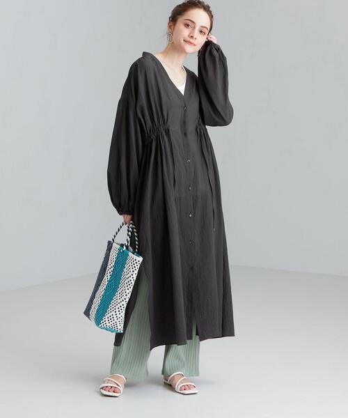 green label relaxing(グリーンレーベルリラクシング)の「CFC コットン ボイル ガウン ワンピース(ワンピース・レディース・ベージュ/イエロー/ブラック・FREE)」の9枚目の写真
