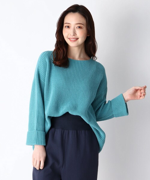 smart pink(スマートピンク)の「◆【手洗い可】コットン混カラーニットプルオーバー(ニット/セーター・レディース・ピンク系/イエロー/ブルー・88/40)」の2枚目の写真