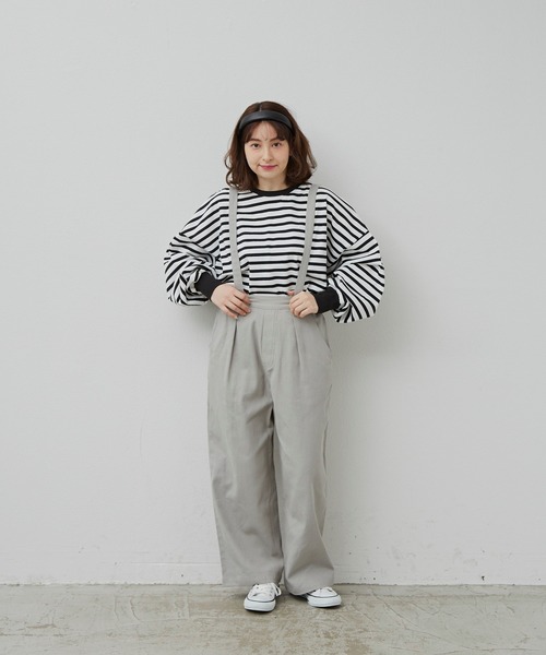 MERLOT（メルロー）の「たっぷり袖ロンT（Tシャツ/カットソー・レディース・ナチュラル/レッド/ブラック/ホワイト×ブラック/モカ・FREE）」の16枚目の写真