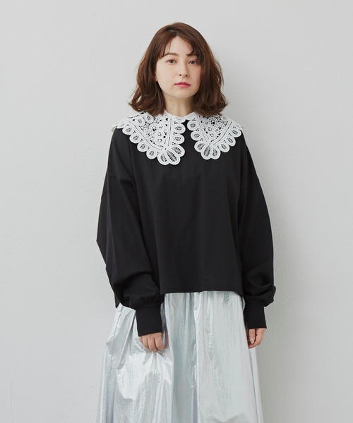 MERLOT（メルロー）の「たっぷり袖ロンT（Tシャツ/カットソー・レディース・ナチュラル/レッド/ブラック/ホワイト×ブラック/モカ・FREE）」の18枚目の写真