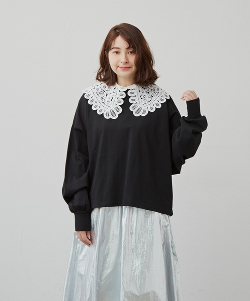 MERLOT（メルロー）の「たっぷり袖ロンT（Tシャツ/カットソー・レディース・ナチュラル/レッド/ブラック/ホワイト×ブラック/モカ・FREE）」の19枚目の写真