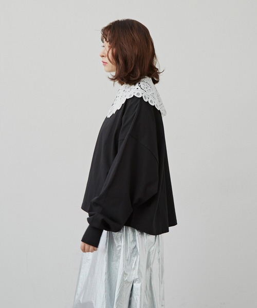 MERLOT（メルロー）の「たっぷり袖ロンT（Tシャツ/カットソー・レディース・ナチュラル/レッド/ブラック/ホワイト×ブラック/モカ・FREE）」の20枚目の写真