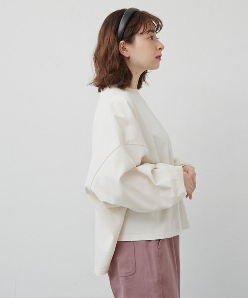 MERLOT（メルロー）の「たっぷり袖ロンT（Tシャツ/カットソー・レディース・ナチュラル/レッド/ブラック/ホワイト×ブラック/モカ・FREE）」の8枚目の写真