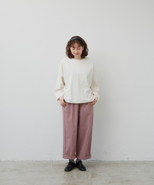 MERLOT（メルロー）の「たっぷり袖ロンT（Tシャツ/カットソー・レディース・ナチュラル/レッド/ブラック/ホワイト×ブラック/モカ・FREE）」の7枚目の写真