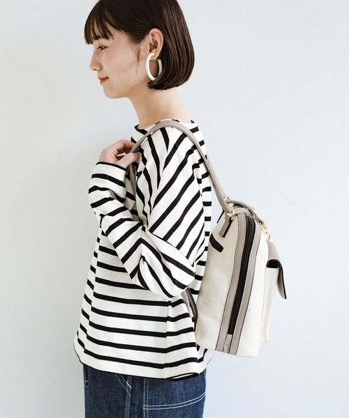 haco!（ハコ）の「カジュアルときれいの良いとこどり！どんなコーデにも似合う リュックにもショルダーにもなる2WAYバッグ（ショルダーバッグ・レディース・ブラック/グレイッシュベージュ・ONE SIZE）」の17枚目の写真