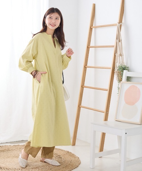 OMNES（オムネス）の「ドットジャガード Aラインスキッパーワンピース（ワンピース・レディース・ホワイト/ネイビー/イエロー・FREE）」の12枚目の写真