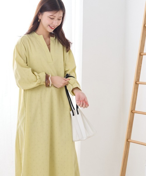 OMNES（オムネス）の「ドットジャガード Aラインスキッパーワンピース（ワンピース・レディース・ホワイト/ネイビー/イエロー・FREE）」の15枚目の写真