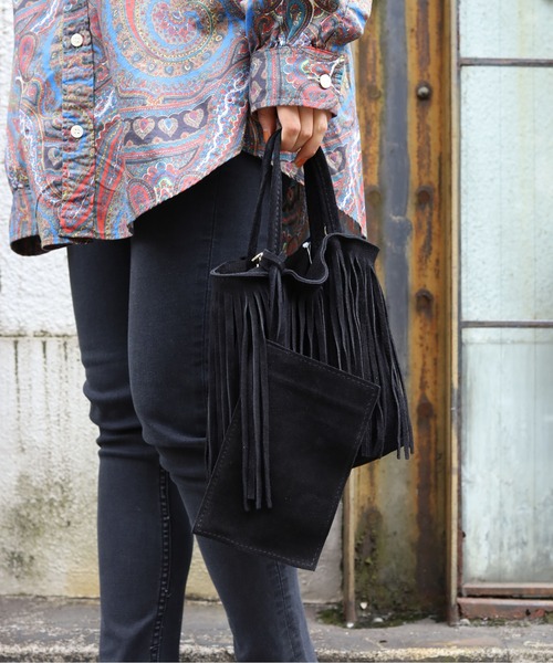 MARLON FIRENZE（マーロンフィレンツェ）の「MARLON FIRENZE/マーロンフィレンツェ SHOPPER MINI A TUTTA FRANGIA　ハンドバック　ショルダーバック フリンジバック（ハンドバッグ・レディース・ブラック/ブラウン/チョコ・FREE）」の6枚目の写真