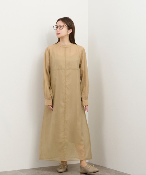 kicuri（キクリ）の「【低身長向けXSサイズ有】シアーAラインワンピース（ワンピース・レディース・ライトブラウン・X-SMALL/SMALL）」の3枚目の写真