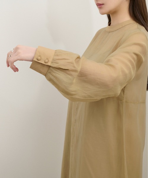 kicuri（キクリ）の「【低身長向けXSサイズ有】シアーAラインワンピース（ワンピース・レディース・ライトブラウン・X-SMALL/SMALL）」の10枚目の写真