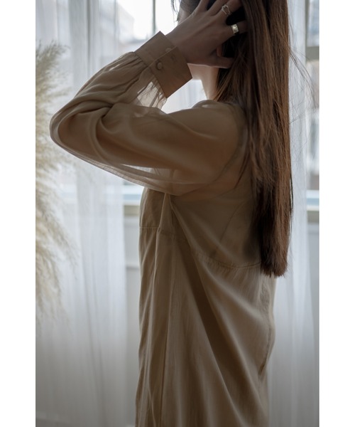 kicuri（キクリ）の「【低身長向けXSサイズ有】シアーAラインワンピース（ワンピース・レディース・ライトブラウン・X-SMALL/SMALL）」の11枚目の写真