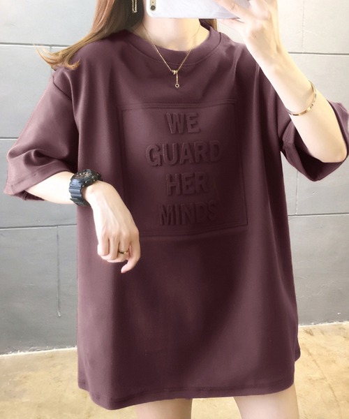 Girly Doll（ガーリードール）の「ドロップショルダー立体ロゴTee（Tシャツ/カットソー・レディース・ホワイト/ブラック/ブラウン/グレー/ブルー/ボルドー・M/L）」の6枚目の写真