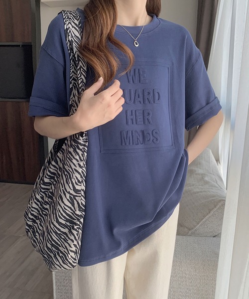 Girly Doll（ガーリードール）の「ドロップショルダー立体ロゴTee（Tシャツ/カットソー・レディース・ホワイト/ブラック/ブラウン/グレー/ブルー/ボルドー・M/L）」の16枚目の写真