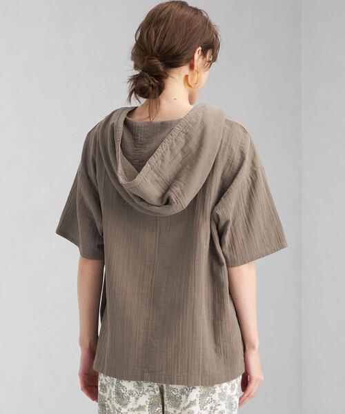 green label relaxing（グリーンレーベルリラクシング）の「SC Wガーゼ フード ブラウス（シャツ/ブラウス・レディース・ホワイト/モカ・FREE）」の5枚目の写真