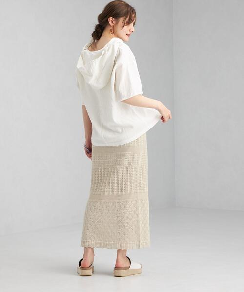 green label relaxing（グリーンレーベルリラクシング）の「SC Wガーゼ フード ブラウス（シャツ/ブラウス・レディース・ホワイト/モカ・FREE）」の13枚目の写真