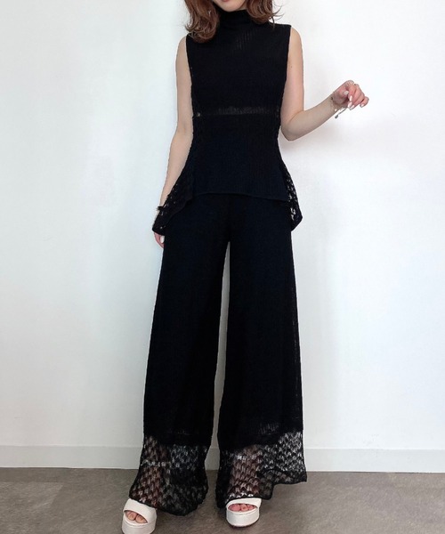 EIMY ISTOIRE（エイミーイストワール）の「Lace ニットパンツセット 