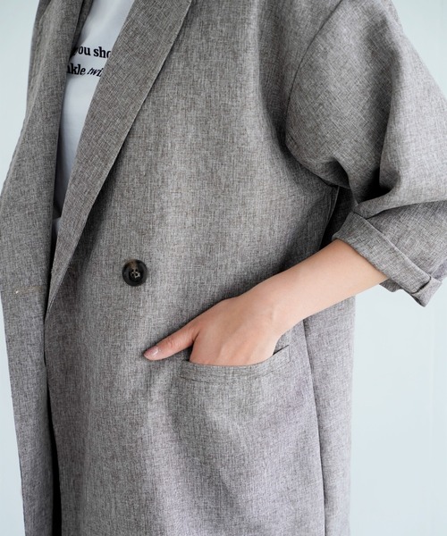 Chiaro（キアロ）の「リネンライクジャケット（テーラードジャケット・レディース・ブラウン/アイボリー・FREE）」の15枚目の写真