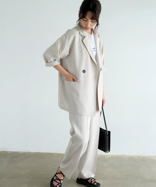 Chiaro（キアロ）の「リネンライクジャケット（テーラードジャケット・レディース・ブラウン/アイボリー・FREE）」の19枚目の写真