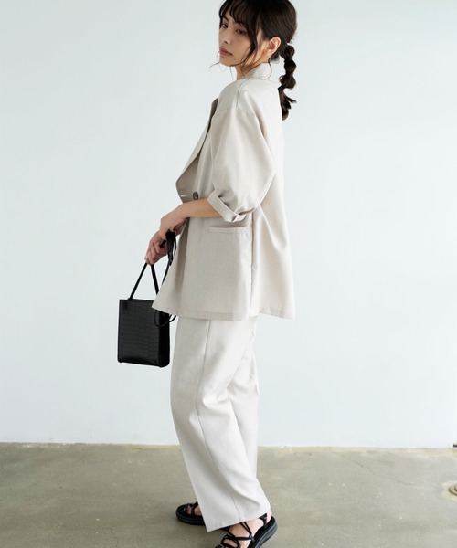 Chiaro（キアロ）の「リネンライクジャケット（テーラードジャケット・レディース・ブラウン/アイボリー・FREE）」の21枚目の写真