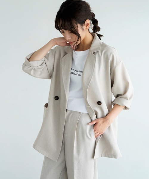 Chiaro（キアロ）の「リネンライクジャケット（テーラードジャケット・レディース・ブラウン/アイボリー・FREE）」の20枚目の写真