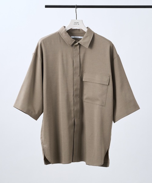 COLONY 2139（コロニートゥーワンスリーナイン）の「テックリネン5分袖比翼シャツ(セットアップ可)（シャツ/ブラウス・メンズ・グリーン/チャコールグレー/ブルー/モカ/ベージュ・LARGE/X-LARGE/MEDIUM）」の2枚目の写真