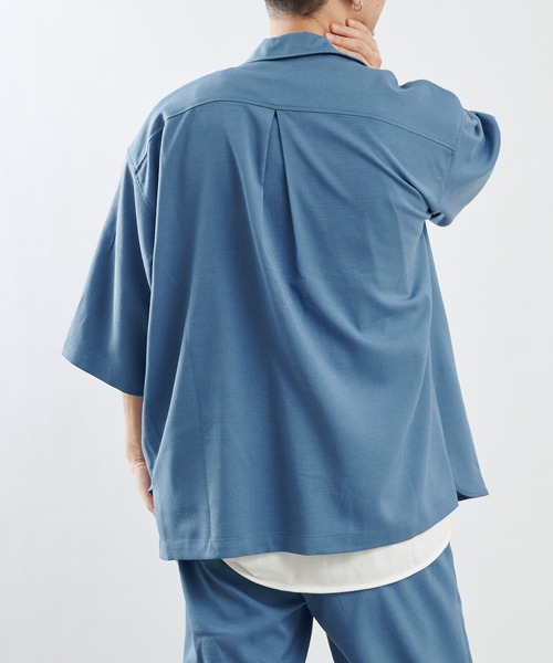 COLONY 2139（コロニートゥーワンスリーナイン）の「テックリネン5分袖比翼シャツ(セットアップ可)（シャツ/ブラウス・メンズ・グリーン/チャコールグレー/ブルー/モカ/ベージュ・LARGE/X-LARGE/MEDIUM）」の10枚目の写真