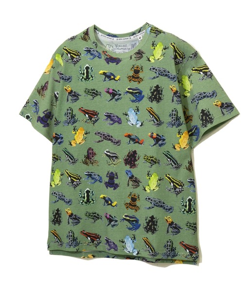 go slow caravan 動物図鑑 Tシャツ サイズ3 総柄図鑑半袖Tシャツ go slow caravan 398301 ゴースロー