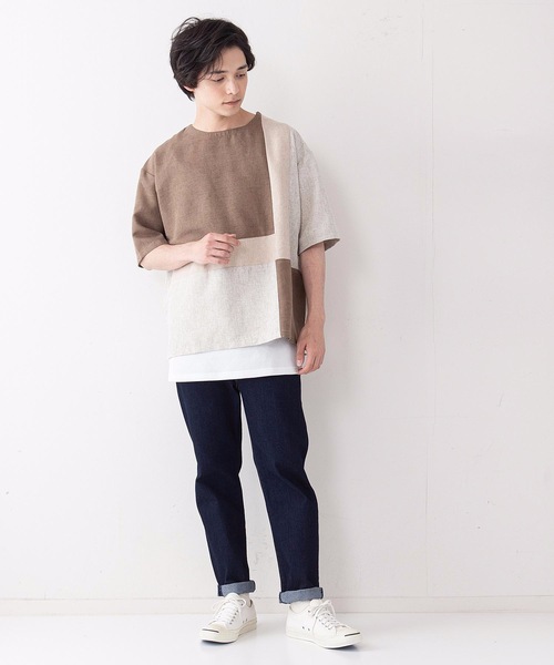 LB/S (エルビーエス)の「布帛クループルオーバーシャツ タンクトップセット(シャツ/ブラウス・メンズ・ブラウン/ネイビー・MEDIUM/LARGE)」の3枚目の写真