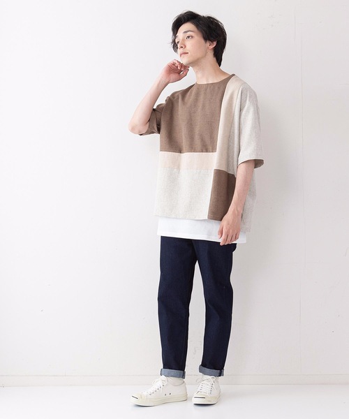 LB/S (エルビーエス)の「布帛クループルオーバーシャツ タンクトップセット(シャツ/ブラウス・メンズ・ブラウン/ネイビー・MEDIUM/LARGE)」の4枚目の写真