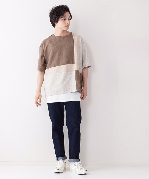 LB/S (エルビーエス)の「布帛クループルオーバーシャツ タンクトップセット(シャツ/ブラウス・メンズ・ブラウン/ネイビー・MEDIUM/LARGE)」の5枚目の写真