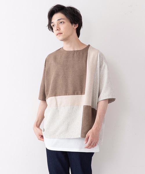 LB/S (エルビーエス)の「布帛クループルオーバーシャツ タンクトップセット(シャツ/ブラウス・メンズ・ブラウン/ネイビー・MEDIUM/LARGE)」の6枚目の写真