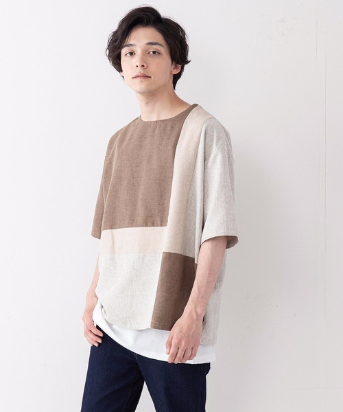 LB/S (エルビーエス)の「布帛クループルオーバーシャツ タンクトップセット(シャツ/ブラウス・メンズ・ブラウン/ネイビー・MEDIUM/LARGE)」の7枚目の写真