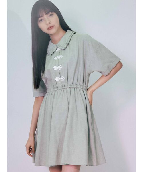 merry jenny 未使用 ホワイト フリルチャイナミニワンピース merry jenny フリルチャイナミニワンピース（オフホワイト