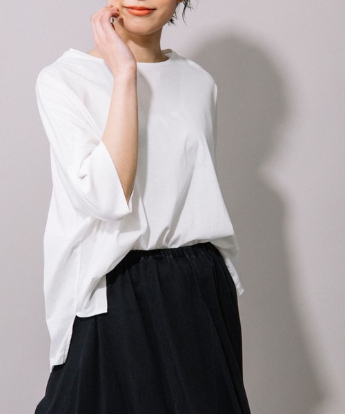 Munich（ミューニック）の「70/2コンパクトクールジャージー　ワイドTシャツ（Tシャツ/カットソー・レディース・ホワイト/ダークグリーン/カーキ/ダークグレー/モカ・FREE）」の6枚目の写真