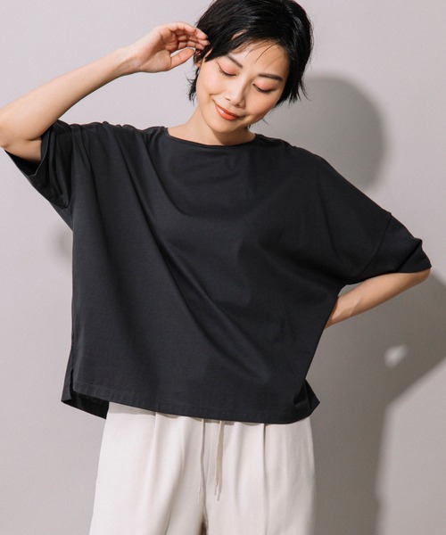 Munich（ミューニック）の「70/2コンパクトクールジャージー　ワイドTシャツ（Tシャツ/カットソー・レディース・ホワイト/ダークグリーン/カーキ/ダークグレー/モカ・FREE）」の14枚目の写真