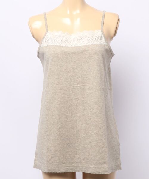 Samansa Mos2(サマンサ モスモス)の「レース付キャミソールインナー(キャミソール・レディース・チャコール/キナリ/ベージュ・フリ-)」の1枚目の写真