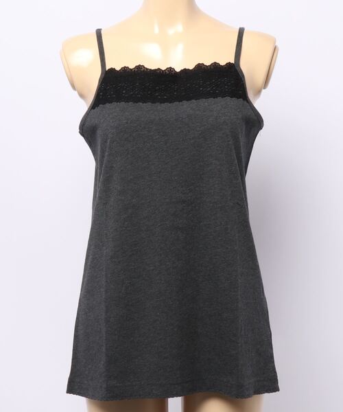 Samansa Mos2(サマンサ モスモス)の「レース付キャミソールインナー(キャミソール・レディース・チャコール/キナリ/ベージュ・フリ-)」の3枚目の写真