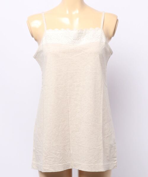 Samansa Mos2(サマンサ モスモス)の「レース付キャミソールインナー(キャミソール・レディース・チャコール/キナリ/ベージュ・フリ-)」の2枚目の写真