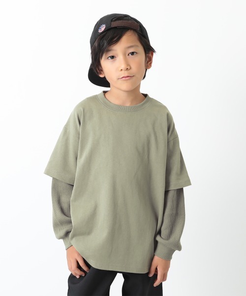 devirock(デビロック)の「レイヤード風 長袖Tシャツ(Tシャツ/カットソー・キッズ・ダークグリーン/ライトカーキ/ベージュ/グレー系その他/ダークパープル/ブルーグレー/ブルー系その他/ライトグレー・100cm/120cm/140cm/160cm/130cm/110cm/150cm)」の6枚目の写真