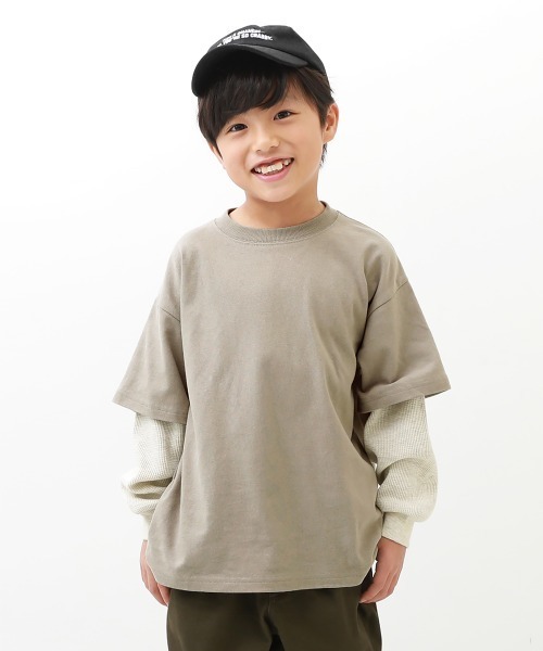 devirock(デビロック)の「レイヤード風 長袖Tシャツ(Tシャツ/カットソー・キッズ・ダークグリーン/ライトカーキ/ベージュ/グレー系その他/ダークパープル/ブルーグレー/ブルー系その他/ライトグレー・100cm/120cm/140cm/160cm/130cm/110cm/150cm)」の4枚目の写真
