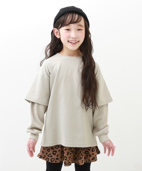 devirock(デビロック)の「レイヤード風 長袖Tシャツ(Tシャツ/カットソー・キッズ・ダークグリーン/ライトカーキ/ベージュ/グレー系その他/ダークパープル/ブルーグレー/ブルー系その他/ライトグレー・100cm/120cm/140cm/160cm/130cm/110cm/150cm)」の2枚目の写真