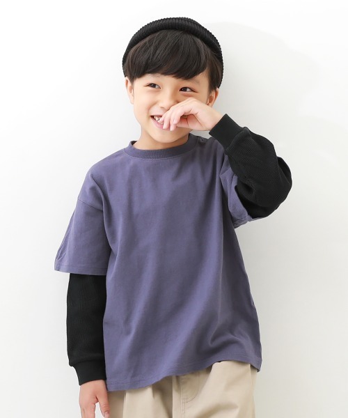 devirock(デビロック)の「レイヤード風 長袖Tシャツ(Tシャツ/カットソー・キッズ・ダークグリーン/ライトカーキ/ベージュ/グレー系その他/ダークパープル/ブルーグレー/ブルー系その他/ライトグレー・100cm/120cm/140cm/160cm/130cm/110cm/150cm)」の8枚目の写真