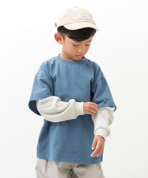 devirock(デビロック)の「レイヤード風 長袖Tシャツ(Tシャツ/カットソー・キッズ・ダークグリーン/ライトカーキ/ベージュ/グレー系その他/ダークパープル/ブルーグレー/ブルー系その他/ライトグレー・100cm/120cm/140cm/160cm/130cm/110cm/150cm)」の3枚目の写真