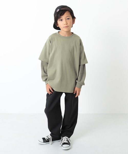 devirock(デビロック)の「レイヤード風 長袖Tシャツ(Tシャツ/カットソー・キッズ・ダークグリーン/ライトカーキ/ベージュ/グレー系その他/ダークパープル/ブルーグレー/ブルー系その他/ライトグレー・100cm/120cm/140cm/160cm/130cm/110cm/150cm)」の15枚目の写真