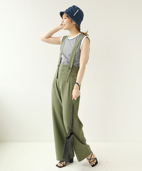 Simplicite（サンプリシテ）の「ボーダースリーブレスプルオーバー◆（Tシャツ/カットソー・レディース・ベージュ/ブラック/グリーン・FREE）」の4枚目の写真