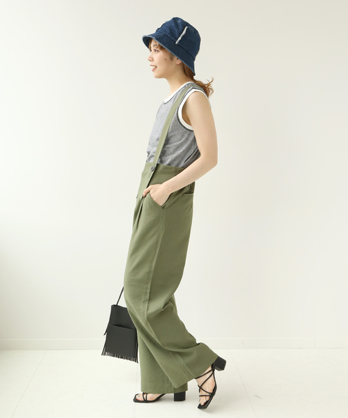 Simplicite（サンプリシテ）の「ボーダースリーブレスプルオーバー◆（Tシャツ/カットソー・レディース・ベージュ/ブラック/グリーン・FREE）」の5枚目の写真