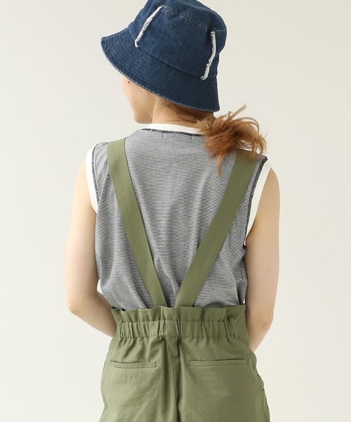 Simplicite（サンプリシテ）の「ボーダースリーブレスプルオーバー◆（Tシャツ/カットソー・レディース・ベージュ/ブラック/グリーン・FREE）」の7枚目の写真