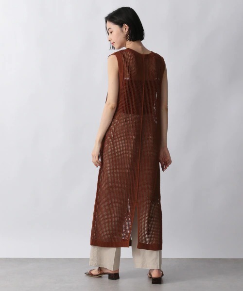 ノースリーブワンピース メッシュ ハイウエスト S/M/L HYKE＞メッシュ ノースリーブ ワンピース
