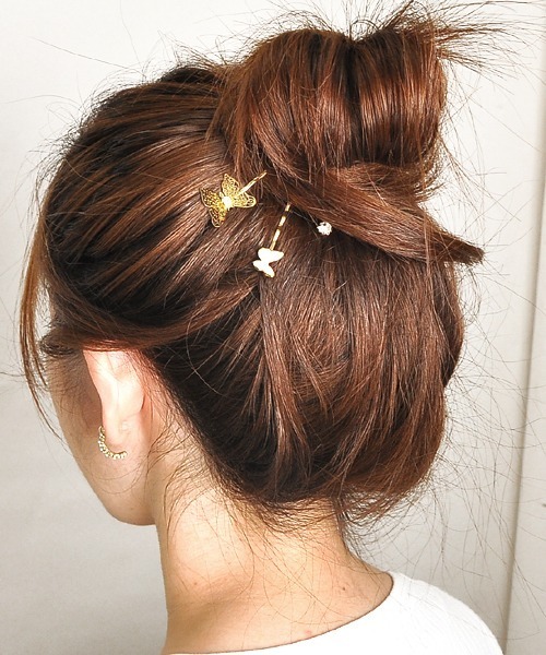 Float 3本セット 蝶 花 月 星 ビジュー ゴールド ヘアピン Float 3本セット 蝶 花 月 星 ビジュー ゴールド ヘアピン